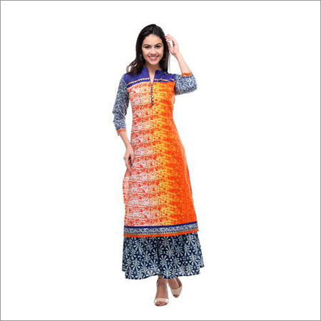 Party Wear Kurti - Cotton, Printed Design in Multiple Colors | Anti-Wrinkle, Non-Toxic, Washable, 3-4th Sleeve Style for All Seasons