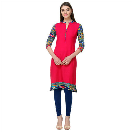 Printed Cotton Kurti - Cotton Material, 3-4th Sleeve, Vibrant Red Color | Anti-Wrinkle, Non-Toxic, Washable, Perfect for All Seasons, Casual & Ethnic Wear