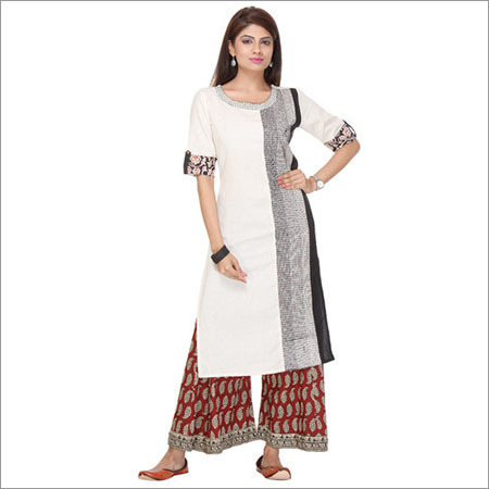 Half Sleeve Kurtis- Palazzo Combo Set Decoration Material: Paint