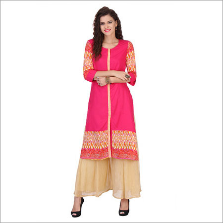 Pink Colorful Printed Kurtis