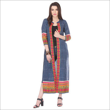 Jacket Type Rayon Kurti Decoration Material: Stones
