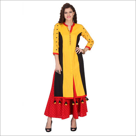 Yellow Kurti- Palazzo Combinations Set