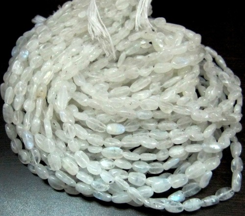 Natural White Rainbow Moonstone Beads