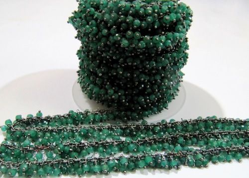 Genuine Emerald Dangling Beaded Chain