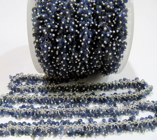 Genuine Sapphire Dangling Beaded Chain