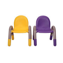 Plastic Kids Chair - Plastic, 12x11.5x10 inches Seat, 20.5 inches Max Back Height, Purple and Yellow | Child-friendly, Comfortable, Lightweight, Stackable