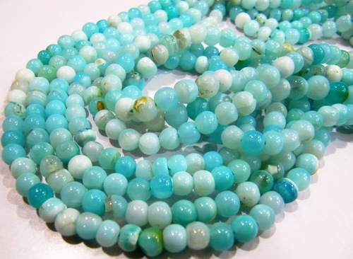 Natural Blue Opal Round Plain Beads