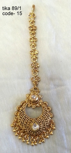 Antique Maang Tikka - Copper Alloy , Exquisite Patterns & Customizable Design Options