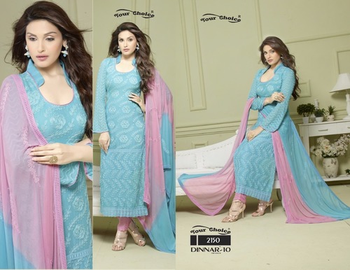 PRINTED DRESS MATERIALS PURE NAZAMIN CHIFFON DUPATTA YOUR CHOICE