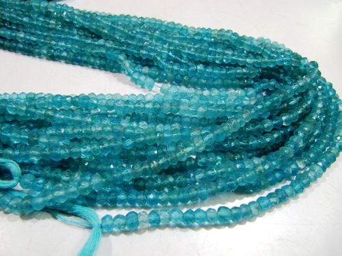 Natural Neon Apatite Rondelle Plain 3-4mm Sold Per Strand 13 Inches Long