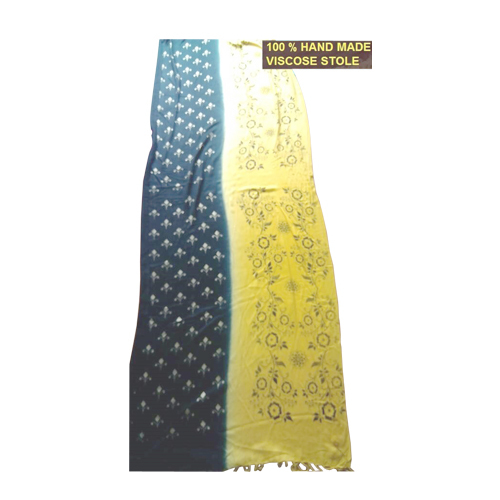 100 Percent Hand Made Viscose Stole - Green Viscose, Hand Wash | Soft Fabric, Unique Printed Design, Elegant Style