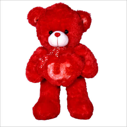 Red Soft Fabric Teddy Bear With Heart