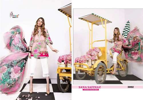 CAMRIC COTTON WORK SUITS WITH CHIFFON DUPATTA SANA SAFINAZ LUXURY COLLECTIONS BY SHREE FABS