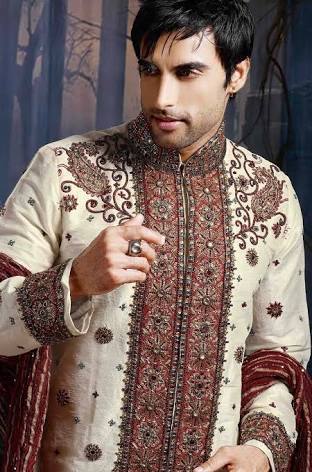 zardozi work white sherwani