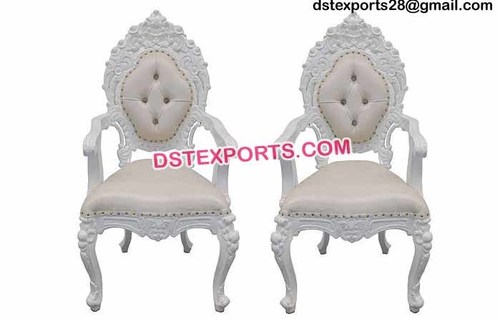 Beautiful White Wedding Chairs - Treated Wood with Brass, Silver, Gold Plating, Royal Look, Elegant Design, Smooth Texture