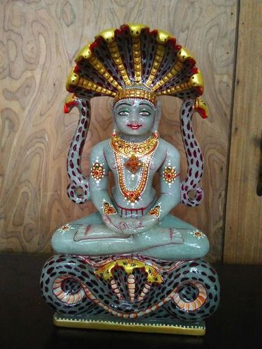 Jade Jain Parshwnath - 7x6x12 Inches | Luxurious Jade White Finish, Elegant Decor Piece