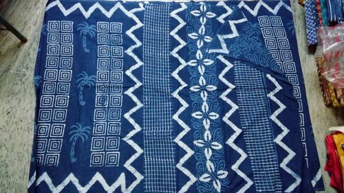 Blue Indigo Print Cotton Saree