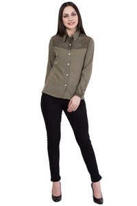 Ladies Fancy Shirts - Polyester Fabric, Size Xs To Xl, Bust Size 889 Mm, Hip Size 939.8 Mm, Length 635 Mm, Full Sleeves, Classic Style, Lace Decoration