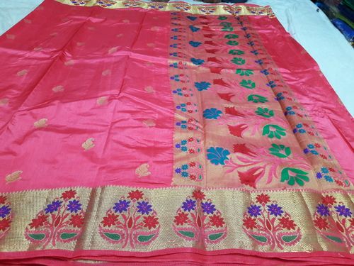 Semi Paithani Flower Butta Art Silk Sarees