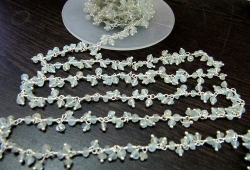 Aquamarine Beaded Cluster Chain