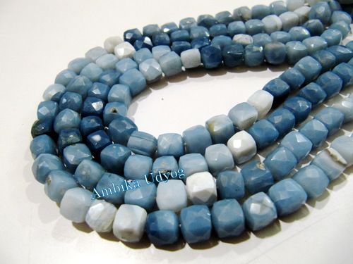 Blue Opal Cube Shape Beads