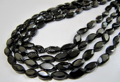 Stone Black Spinel Marquise Shape Faceted Beads