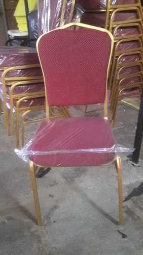 Banquet Chair - 16 Gauge Iron Frame Powder Coated Gold Finish Modern Merun Color Stackable Design