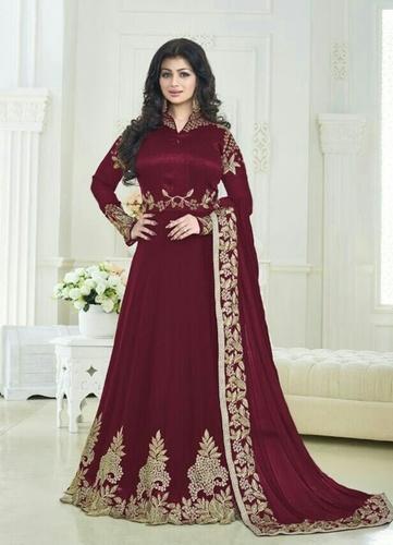 DESIGNER GEORGETTE SILK FABRICS SUITS WITH EMBROIDARY WORK ANARKALI
