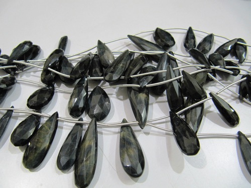 Cats Eye Faceted Briolette Beads