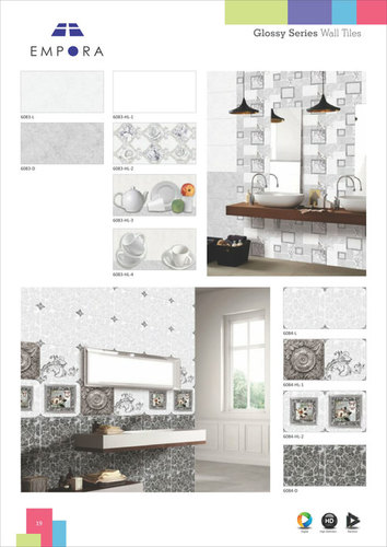 Super White Digital Wall Tiles For Kitchen - Ceramic 12x18 Inch, 8mm Thick, Glossy Finish | Durable, Stain-Resistant, Water-Resistant, Easy-to-Clean