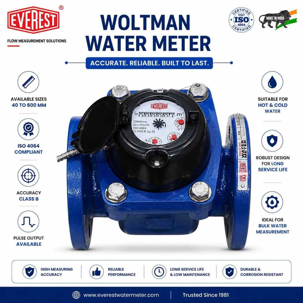 Everest Woltman Type Water Meter 200Mm - Material: Mild Steel