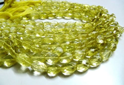 Stone Lemon Quartz Oval Faceted Beads