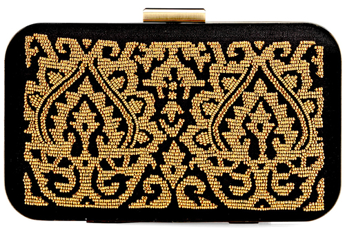 Embroided Black Clutch