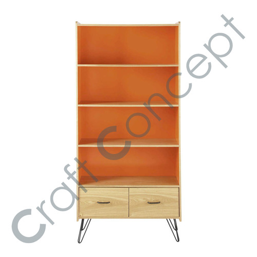 Vintage Wood Orange Bookcase No Assembly Required