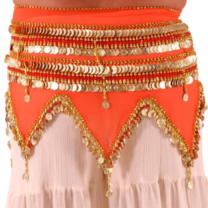 Belly Dance Hip Scarf Orange Colour