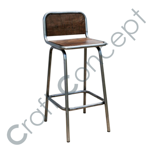 Wooden Seat Iron Bar Chair No Assembly Required