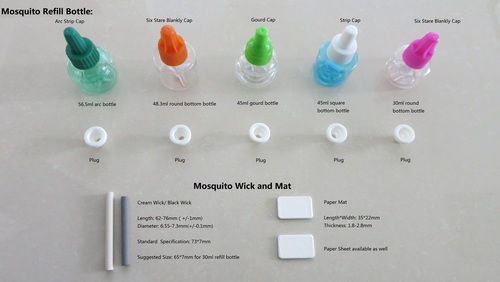 Mosquito Repellent Refill Bottle, Wick and paper mat