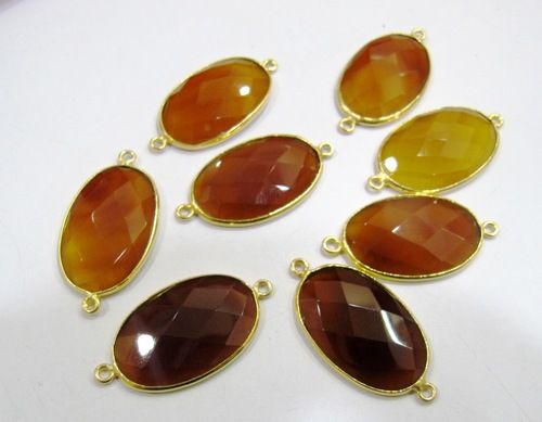 Natural Orange Onyx 17x30mm Genuine Chalcedony Bezel Connector Double Loop