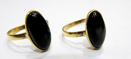 Black Spinel Gold Plated Adjustable Ring - Size: 9X16Mm