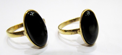 Black Spinel Gold Plated Adjustable Ring