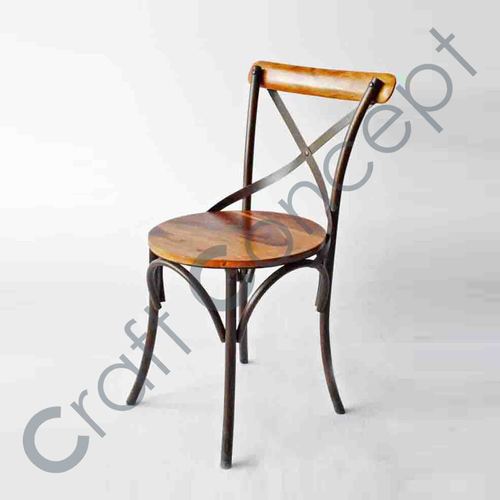 Cross Metal & Wooden Chair No Assembly Required