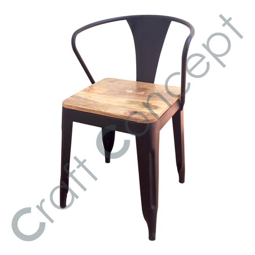 Industrial Chair - Iron and Mango Wood, Eco-Friendly, No Assembly Required, Classic Design for Dining and Accent Seating