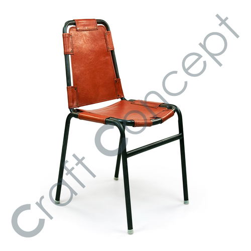 Brown Leather With Metal Chair No Assembly Required