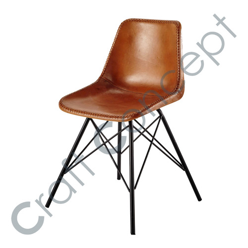 Cross Metal Legs Leather Chair No Assembly Required