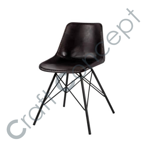 Cross Metal Legs Black Leather Chair No Assembly Required