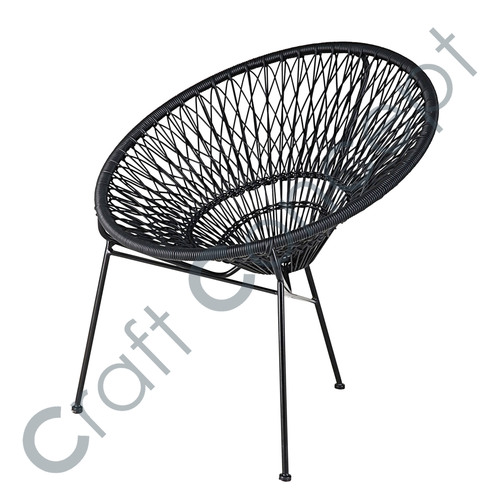 Stackable Garden Armchair With Resin & Balck Iron No Assembly Required