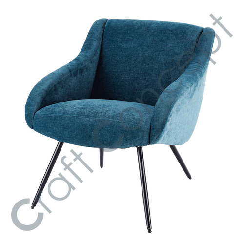 Blue & Metal Velvet Vintage Sofa Chair No Assembly Required