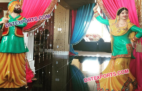 Beautiful Dancing Couple Fiber Statue for Wedding Entrance