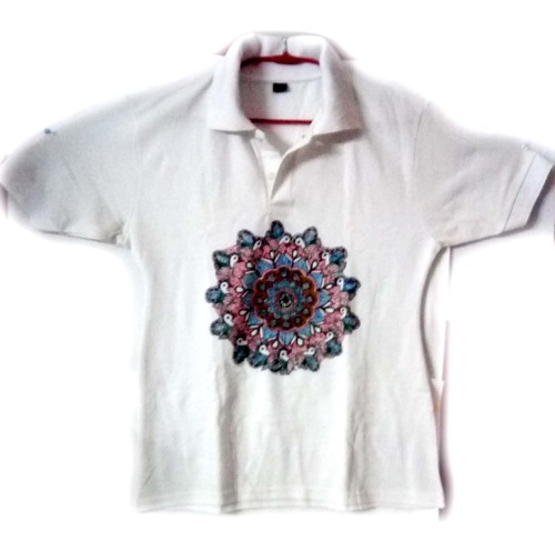 Madhubani Fish T-Shirt - Handmade Cotton, Size S | Perfect for Summer Wear
