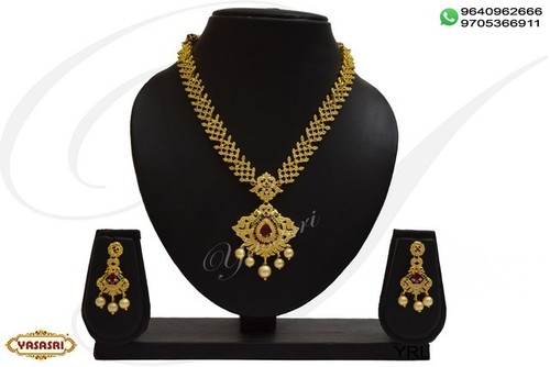 Cz Necklace Imitation Jewellery - 3.5mm Thickness, 5-10g Weight , Elegant Golden Design with Quartz and Ruby Stones